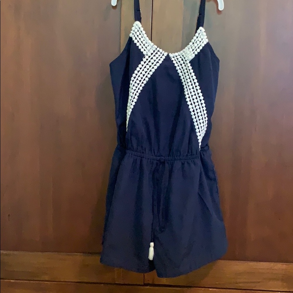 Girls navy blue one piece shorts romper